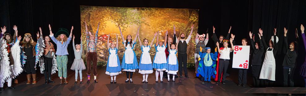 Cast of ArtReach's large cast play Alice in Wonderland