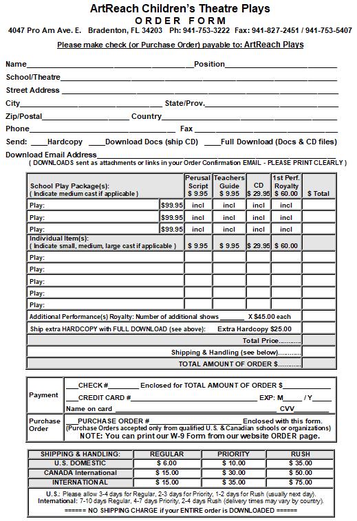 Mail/fax order form sample - click for actual form
