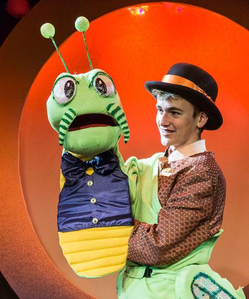 Cricket puppet in ArtReach Pinocchio playscript